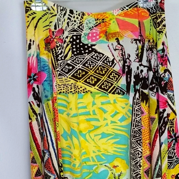 Sharon Young Skirt maxi stretch palm tree floral tropical print Beach Resortwear - Picture 5 of 9